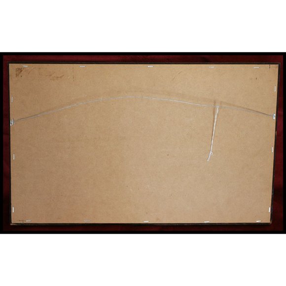 vintage framed rustic print Red Bridge at Pool Forge by Billy Jacobs 12" x 20" - Picture 3 of 3